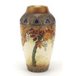 Alexandra Porcelain Works, Austrian Art Deco vase enamelled and hand painted with stylised