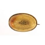 Victorian unmarked gold brooch, 2.2cm wide, 2.0g