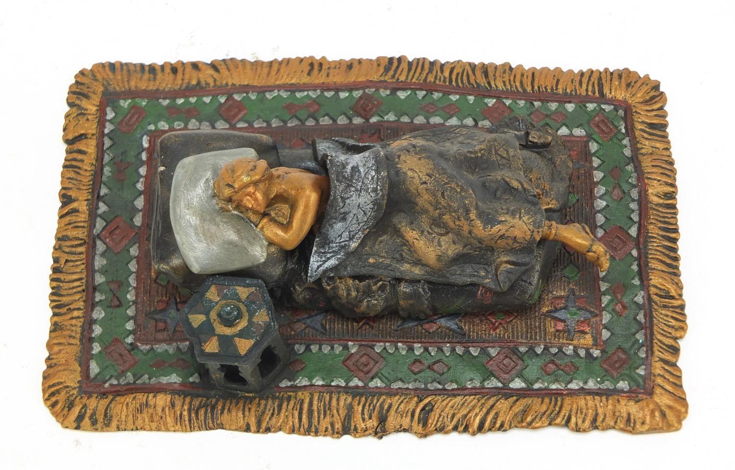 Cold painted bronze figure of a sleeping female with lift off cover in the style of Franz Xaver - Image 6 of 10