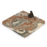 Marble ashtray surmounted with an Austrian patinated bronze nude female, impressed Austria to the