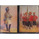 Military interest postcards arranged in an album