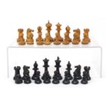 Boxwood and ebony Staunton pattern chess set possibly by Jaques, the largest pieces each 7.5cm high