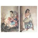 William Russell Flint - Two females, pair of pencil numbered prints with embossed water marks,