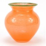 Monart style orange glass vase, 20cm high