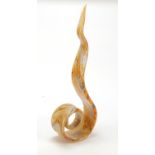 Large orange marbleised glass sculpture, 61cm high