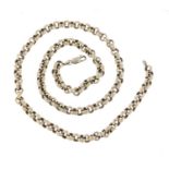 Silver Belcher link necklace, 50cm in length, 52.6g