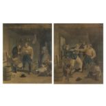 Smugglers Attacked and The Smugglers Alarmed, pair of 19th century engravings by Charles Hunt,