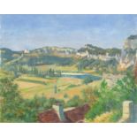 Attributed to Hugh Boycott Brown - Italian landscape, oil on canvas laid on board, indistinct