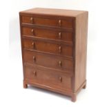 Art Deco limed oak chest fitted with five graduated drawers, 123cm H x 89cm W x 45.5cm D