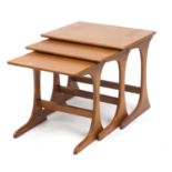 Nest of three teak occasional tables, 50cm H x 56cm W x 44cm D