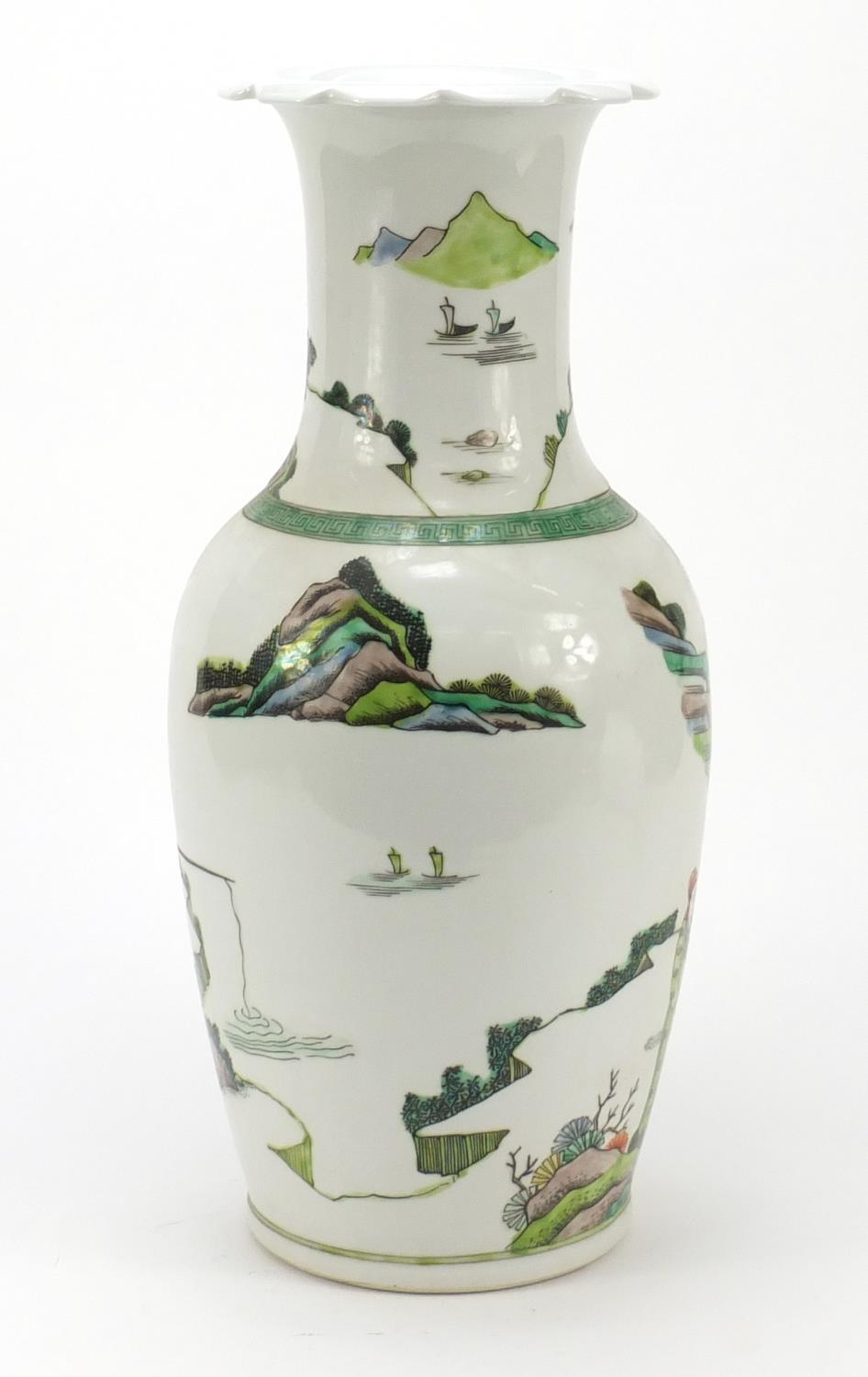 Large Chinese porcelain vase hand painted in the famille verte palette with an Emperor and - Image 4 of 9