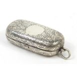 Dennison Watchcase Co, Edward VII silver double sovereign case engraved with flowers and foliage,