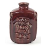 Bode Willumsen for Royal Copenhagen, Danish stoneware vase with triangular body having an oxblood