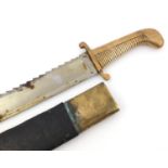 Russian military interest sawback sword with scabbard, 70.5cm in length