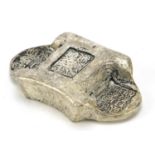 Chinese silver coloured metal ingot, 6.5cm wide