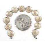 George III 1819 silver crown and a ten cent coin bracelet, 44.0g