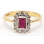 18ct gold ruby and diamond ring, size Q, 3.3g