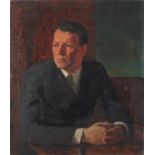 Roger Stringer BA 1954 - Portrait of Rees James Lewis, Impressionist oil on canvas, unframed, 71cm x