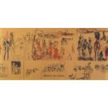 After Feliks Topolski - Trooping the colour, vintage lithograph, unframed, 94cm x 46cm