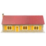 Large hand built wooden doll's house, 32cm H x 88cm W x 44cm D
