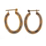 Pair of 9ct two tone gold hoop earrings, 2.2cm high, 2.4g