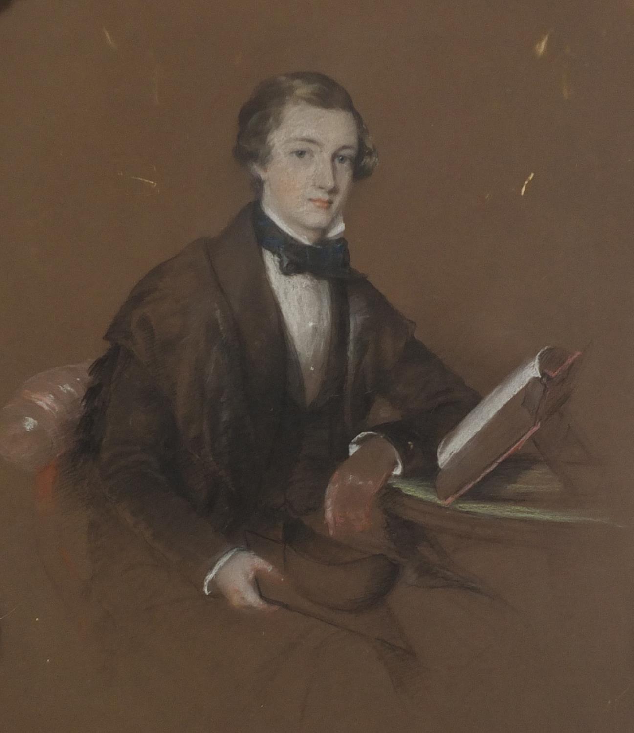 Portrait of a young gentleman, 19th century coloured chalks, framed, 56cm x 45.5cm excluding the