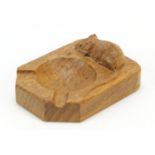 Robert Mouseman Thompson, adzed oak ashtray carved with signature mouse, 10cm wide