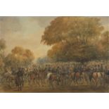 Cheltenham horseracing meet, 19th century watercolour, inscribed verso, mounted, framed and