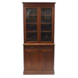 Edwardian mahogany glazed bookcase on stand, fitted with three adjustable shelves, 213cm H x 96cm