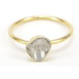 Indian silver gilt diamond ring, size N, 1.2g