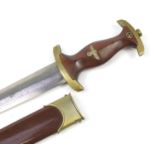 German military interest SA Dagger with engraved steel blade and scabbard by C Remscheid & Co,