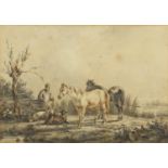 Cattle and goats, 19th century mixed media, bearing a monogram WVF to the mount, Fine Art Dealers