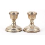 Pinder Brothers, pair of silver dwarf candlesticks, Birmingham 1974. 6.5cm high, 137.4g