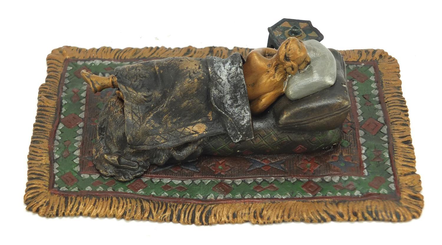 Cold painted bronze figure of a sleeping female with lift off cover in the style of Franz Xaver - Image 4 of 10