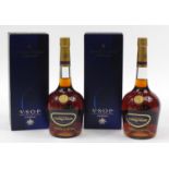 Two bottles of Courvoisier VSOP Fine Champagne cognac with boxes