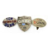 Three early 20th century horse/Greyhound racing plaques awarded to Tom and Sam Dunn including a