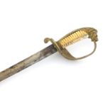 Early 19th century military interest naval sword with ivory grip, 101cm in length