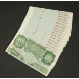 Sixteen Bank of England L K O'Brien one pound notes with consecutive serial numbers comprising