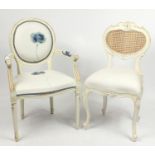 Two shabby chic occasional chairs, the largest 95cm high