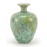 Art pottery vase having a crystalline glaze, indistinctly signed and dated to the base, 14.5cm high