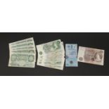 Bank of England bank notes and a Northern bank five pound note comprising five K O Peppiatt one