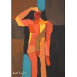 Manner of Keith Vaughan - Abstract composition, portrait of a nude man, Modern British mixed media