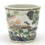 Chinese porcelain planter hand painted in the famille verte palette with figures in boats and
