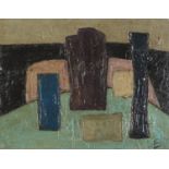 Abstract composition, still life, Russian school oil on board, unframed, 56cm x 44.5cm