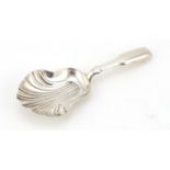 Hilliard & Thomason, Victorian silver caddy spoon with shell shaped bowl, Birmingham 1891, 9cm in