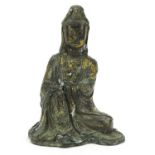 Chino-Tibetan partially gilt bronze figure of Buddha, 26.5cm high
