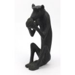 Tribal interest wood carving of a monkey, 37cm high