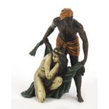 Cold painted bronze figure of a scantily dressed male and female in the style of Franz Xaver