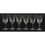 Set of six Waterford Crystal Lismore pattern glasses, each 14.5cm high
