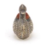 W J Myatt & Co, Victorian silver duck pin cushion, 7cm wide, 26.6g